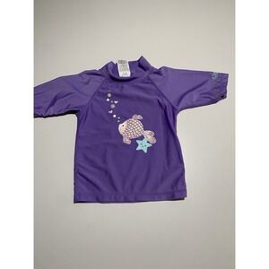 Girls Rash Guard Swim Shirt UPF‎ 50+ Purple Fish Star Sun Protection